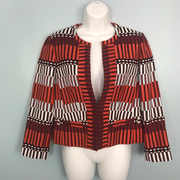 Ann Taylor NWOT Orange Multicolor Striped Blazer - Picture 1 of 6